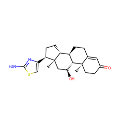 C[C@@]12CCC(=O)C=C1CC[C@H]1[C@H]2[C@@H](O)C[C@@]2(C)[C@@H](c3csc(N)n3)CC[C@H]12 ZINC000007996212