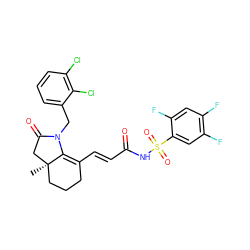 C[C@@]12CCCC(/C=C/C(=O)NS(=O)(=O)c3cc(F)c(F)cc3F)=C1N(Cc1cccc(Cl)c1Cl)C(=O)C2 ZINC000049867244