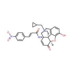 C[C@@]12Oc3c(O)ccc4c3[C@@]13CCN(CC1CC1)[C@@H](C4)[C@]3(NC(=O)/C=C/c1ccc([N+](=O)[O-])cc1)C=CC2=O ZINC000195250636
