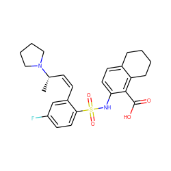 C[C@@H](/C=C\c1cc(F)ccc1S(=O)(=O)Nc1ccc2c(c1C(=O)O)CCCC2)N1CCCC1 ZINC000014964857