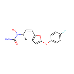 C[C@@H](/C=C\c1ccc(Oc2ccc(F)cc2)o1)N(O)C(N)=O ZINC000027548764