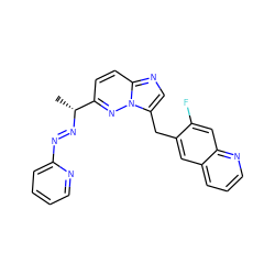 C[C@@H](/N=N/c1ccccn1)c1ccc2ncc(Cc3cc4cccnc4cc3F)n2n1 ZINC000169694198