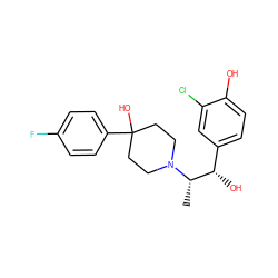 C[C@@H]([C@@H](O)c1ccc(O)c(Cl)c1)N1CCC(O)(c2ccc(F)cc2)CC1 ZINC000028952040