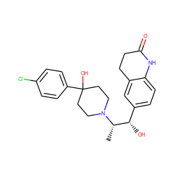 C[C@@H]([C@@H](O)c1ccc2c(c1)CCC(=O)N2)N1CCC(O)(c2ccc(Cl)cc2)CC1 ZINC000028952121