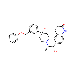 C[C@@H]([C@@H](O)c1ccc2c(c1)CCC(=O)N2)N1CCC(O)(c2cccc(COc3ccccc3)c2)CC1 ZINC000028952112