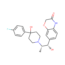 C[C@@H]([C@@H](O)c1ccc2c(c1)OCC(=O)N2)N1CCC(O)(c2ccc(F)cc2)CC1 ZINC000028952073