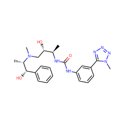 C[C@@H]([C@@H](O)c1ccccc1)N(C)C[C@H](O)[C@@H](C)NC(=O)Nc1cccc(-c2nnnn2C)c1 ZINC000029039802