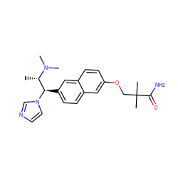 C[C@@H]([C@@H](c1ccc2cc(OCC(C)(C)C(N)=O)ccc2c1)n1ccnc1)N(C)C ZINC000028332479