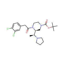 C[C@@H]([C@@H]1CN(C(=O)OC(C)(C)C)CCN1C(=O)Cc1ccc(Cl)c(Cl)c1)N1CCCC1 ZINC000013863712