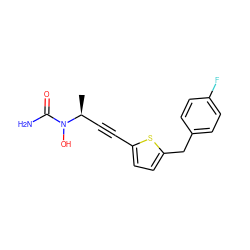 C[C@@H](C#Cc1ccc(Cc2ccc(F)cc2)s1)N(O)C(N)=O ZINC000000005985