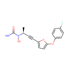 C[C@@H](C#Cc1ccc(Oc2ccc(F)cc2)o1)N(O)C(N)=O ZINC000000015683