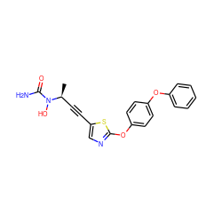 C[C@@H](C#Cc1cnc(Oc2ccc(Oc3ccccc3)cc2)s1)N(O)C(N)=O ZINC000036184976