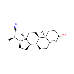 C[C@@H](C#N)[C@@H]1CC[C@@H]2[C@@H]3CCC4=CC(=O)CC[C@]4(C)[C@@H]3CC[C@]12C ZINC000027437521