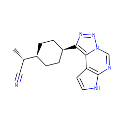 C[C@@H](C#N)[C@H]1CC[C@@H](c2nnn3cnc4[nH]ccc4c23)CC1 ZINC001772585643