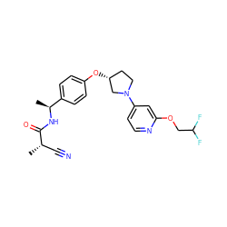 C[C@@H](C#N)C(=O)N[C@@H](C)c1ccc(O[C@@H]2CCN(c3ccnc(OCC(F)F)c3)C2)cc1 ZINC000169709601