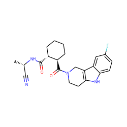 C[C@@H](C#N)NC(=O)[C@@H]1CCCC[C@H]1C(=O)N1CCc2[nH]c3ccc(F)cc3c2C1 ZINC000095552480