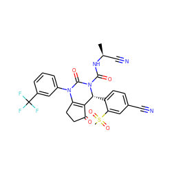 C[C@@H](C#N)NC(=O)N1C(=O)N(c2cccc(C(F)(F)F)c2)C2=C(C(=O)CC2)[C@H]1c1ccc(C#N)cc1S(C)(=O)=O ZINC001772583259