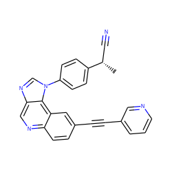 C[C@@H](C#N)c1ccc(-n2cnc3cnc4ccc(C#Cc5cccnc5)cc4c32)cc1 ZINC000029127404