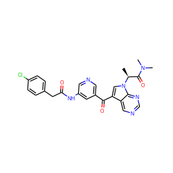 C[C@@H](C(=O)N(C)C)n1cc(C(=O)c2cncc(NC(=O)Cc3ccc(Cl)cc3)c2)c2cncnc21 ZINC000169707788