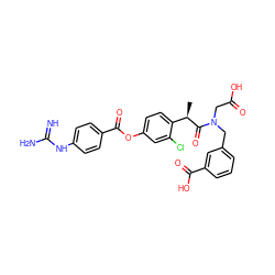 C[C@@H](C(=O)N(CC(=O)O)Cc1cccc(C(=O)O)c1)c1ccc(OC(=O)c2ccc(NC(=N)N)cc2)cc1Cl ZINC000145077812