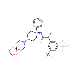 C[C@@H](C(=O)N[C@]1(c2ccccc2)CC[C@@H](N2CCC3(CC2)OCCO3)CC1)c1cc(C(F)(F)F)cc(C(F)(F)F)c1 ZINC000253704761