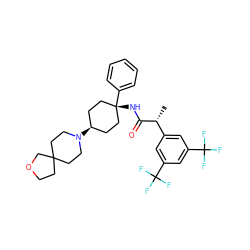 C[C@@H](C(=O)N[C@]1(c2ccccc2)CC[C@H](N2CCC3(CCOC3)CC2)CC1)c1cc(C(F)(F)F)cc(C(F)(F)F)c1 ZINC000169741568