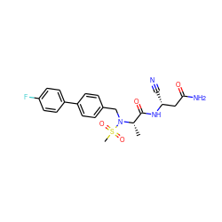 C[C@@H](C(=O)N[C@H](C#N)CC(N)=O)N(Cc1ccc(-c2ccc(F)cc2)cc1)S(C)(=O)=O ZINC000653785912