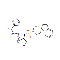 C[C@@H](C(=O)N[C@H]1C[C@H]2CC[C@]1(CS(=O)(=O)N1CCC3(CCc4ccccc43)CC1)C2(C)C)c1cn(C)cn1 ZINC000027311177