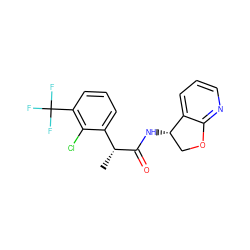 C[C@@H](C(=O)N[C@H]1COc2ncccc21)c1cccc(C(F)(F)F)c1Cl ZINC000146503455