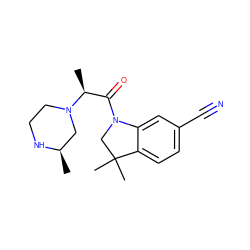 C[C@@H](C(=O)N1CC(C)(C)c2ccc(C#N)cc21)N1CCN[C@H](C)C1 ZINC000219000330