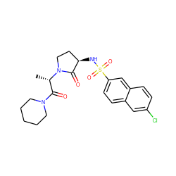 C[C@@H](C(=O)N1CCCCC1)N1CC[C@@H](NS(=O)(=O)c2ccc3cc(Cl)ccc3c2)C1=O ZINC000014950181