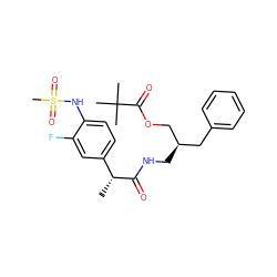 C[C@@H](C(=O)NC[C@@H](COC(=O)C(C)(C)C)Cc1ccccc1)c1ccc(NS(C)(=O)=O)c(F)c1 ZINC000014973311