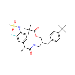 C[C@@H](C(=O)NC[C@H](COC(=O)C(C)(C)C)Cc1ccc(C(C)(C)C)cc1)c1ccc(NS(C)(=O)=O)c(F)c1 ZINC000014973154