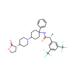 C[C@@H](C(=O)NC1(c2ccccc2)CCC(N2CCC([C@@H]3CCOC3=O)CC2)CC1)c1cc(C(F)(F)F)cc(C(F)(F)F)c1 ZINC000029469741