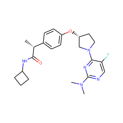 C[C@@H](C(=O)NC1CCC1)c1ccc(O[C@@H]2CCN(c3nc(N(C)C)ncc3F)C2)cc1 ZINC001772645145