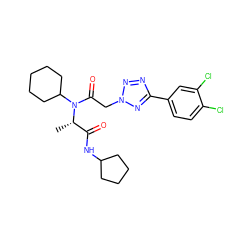 C[C@@H](C(=O)NC1CCCC1)N(C(=O)Cn1nnc(-c2ccc(Cl)c(Cl)c2)n1)C1CCCCC1 ZINC000095755307