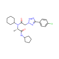 C[C@@H](C(=O)NC1CCCC1)N(C(=O)Cn1nnc(-c2ccc(Cl)cc2)n1)C1CCCCC1 ZINC000095755381