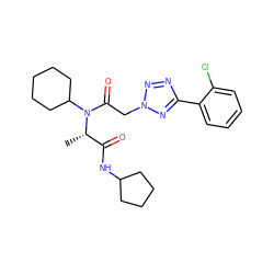 C[C@@H](C(=O)NC1CCCC1)N(C(=O)Cn1nnc(-c2ccccc2Cl)n1)C1CCCCC1 ZINC000095755330