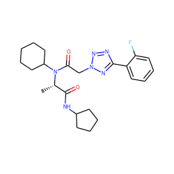 C[C@@H](C(=O)NC1CCCC1)N(C(=O)Cn1nnc(-c2ccccc2F)n1)C1CCCCC1 ZINC000095755332