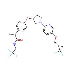 C[C@@H](C(=O)NCC(F)(F)F)c1ccc(O[C@@H]2CCN(c3ccc(OC[C@@H]4CC4(F)F)cn3)C2)cc1 ZINC001772597594