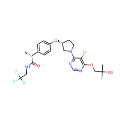 C[C@@H](C(=O)NCC(F)(F)F)c1ccc(O[C@@H]2CCN(c3ncnc(OCC(C)(C)O)c3Cl)C2)cc1 ZINC001772647895