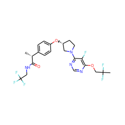 C[C@@H](C(=O)NCC(F)(F)F)c1ccc(O[C@@H]2CCN(c3ncnc(OCC(C)(F)F)c3F)C2)cc1 ZINC001772610960