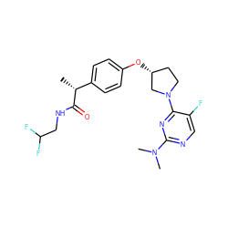 C[C@@H](C(=O)NCC(F)F)c1ccc(O[C@@H]2CCN(c3nc(N(C)C)ncc3F)C2)cc1 ZINC001772638717