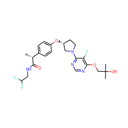 C[C@@H](C(=O)NCC(F)F)c1ccc(O[C@@H]2CCN(c3ncnc(OCC(C)(C)O)c3F)C2)cc1 ZINC001772643292