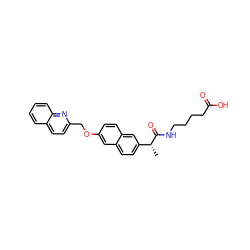 C[C@@H](C(=O)NCCCCC(=O)O)c1ccc2cc(OCc3ccc4ccccc4n3)ccc2c1 ZINC000013804873