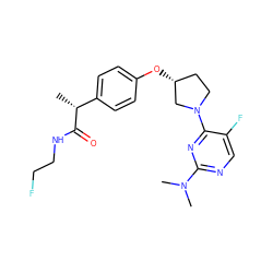 C[C@@H](C(=O)NCCF)c1ccc(O[C@@H]2CCN(c3nc(N(C)C)ncc3F)C2)cc1 ZINC001772598792