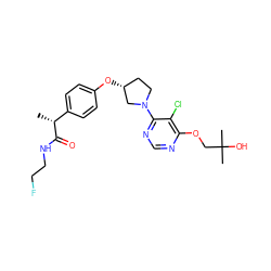 C[C@@H](C(=O)NCCF)c1ccc(O[C@@H]2CCN(c3ncnc(OCC(C)(C)O)c3Cl)C2)cc1 ZINC001772579644