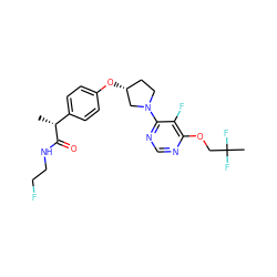 C[C@@H](C(=O)NCCF)c1ccc(O[C@@H]2CCN(c3ncnc(OCC(C)(F)F)c3F)C2)cc1 ZINC001772619830