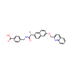 C[C@@H](C(=O)NCc1ccc(C(=O)O)cc1)c1ccc2cc(OCc3ccc4ccccc4n3)ccc2c1 ZINC000013804761