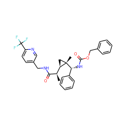 C[C@@H](C(=O)NCc1ccc(C(F)(F)F)nc1)[C@H]1C[C@]1(C)[C@H](NC(=O)OCc1ccccc1)c1ccccc1 ZINC000064559206